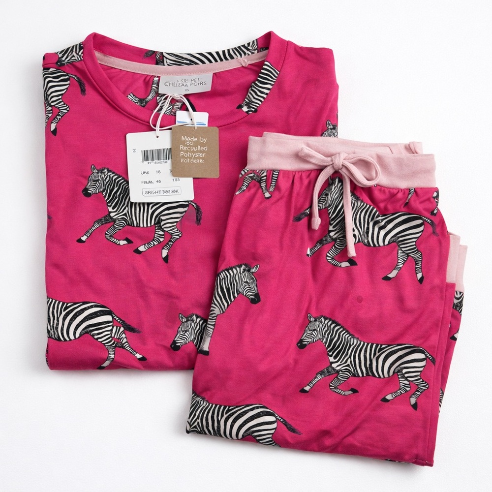 Chelsea Peers Bright Pink Zebra Print Pajama Set